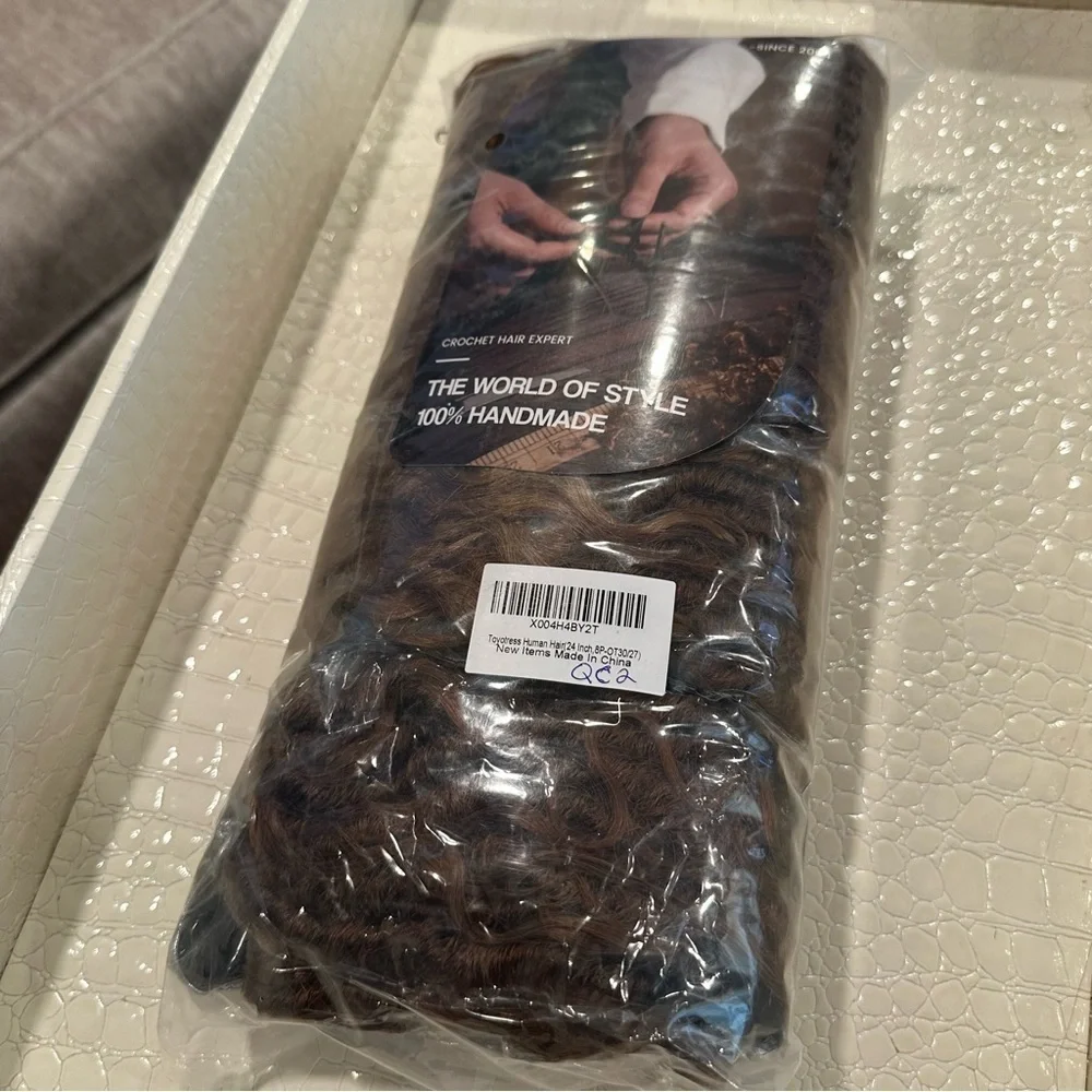 24” Ombre Brown Boho Synthetic Locs with Human Hair Curls 8 Pks‎ Pre-Looped #QC2